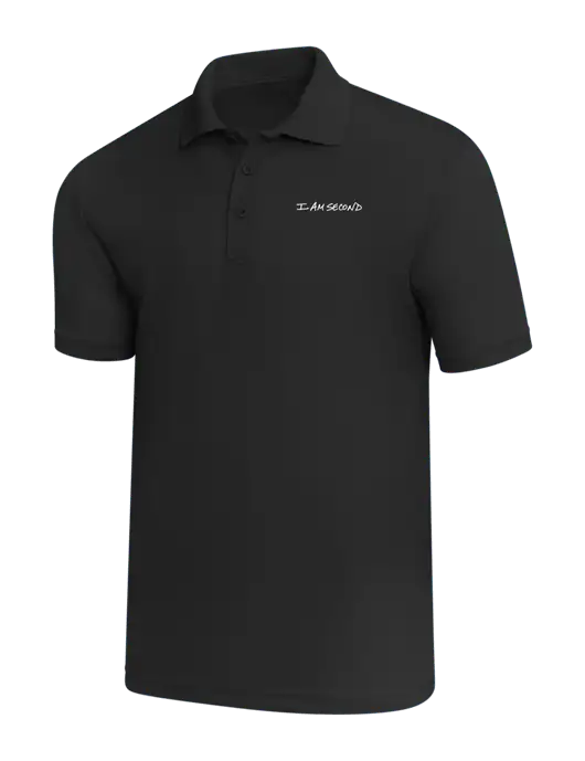 Black PosiCharge RacerMesh Polo w/I Am Second Logo