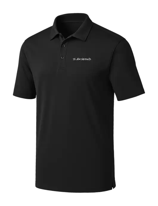 Black Silk Touch Performance Polo w/I Am Second Logo