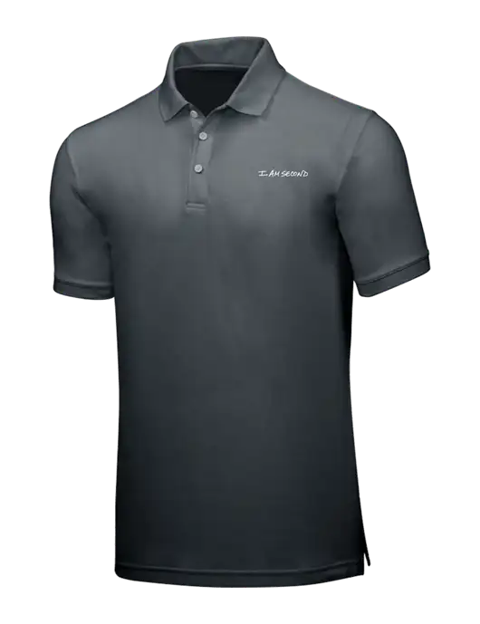 Dark Grey Core Classic Pique w/I Am Second Logo
