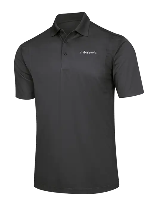Dark Grey Micropique Sport-Wick Polo w/I Am Second Logo