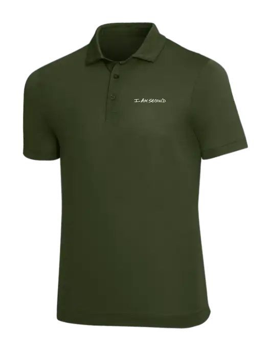 Mercer+Mettle Dark Green Stretch Jersey Polo w/I Am Second Logo