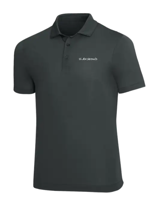 Mercer+Mettle Dark Grey Stretch Jersey Polo w/I Am Second Logo