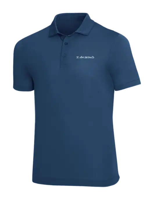 Mercer+Mettle Very Dark Sapphire Blue Stretch Jersey Polo w/I Am Second Logo