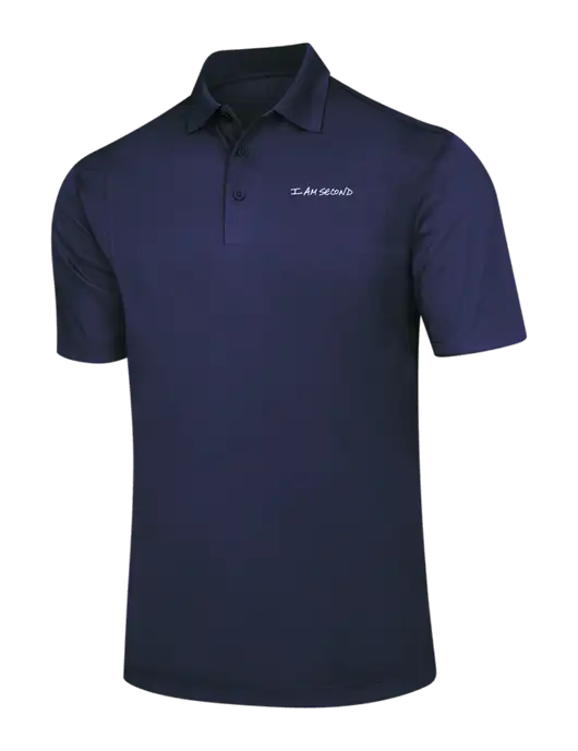 Navy Micropique Sport-Wick Polo w/I Am Second Logo