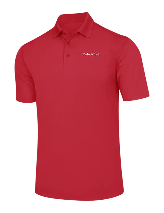 Red Micropique Sport-Wick Polo w/I Am Second Logo