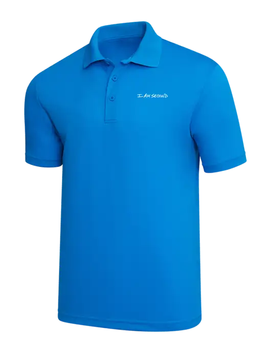 Sapphire Blue PosiCharge RacerMesh Polo w/I Am Second Logo