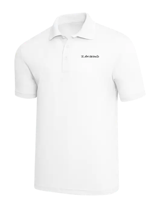 White PosiCharge RacerMesh Polo w/I Am Second Logo