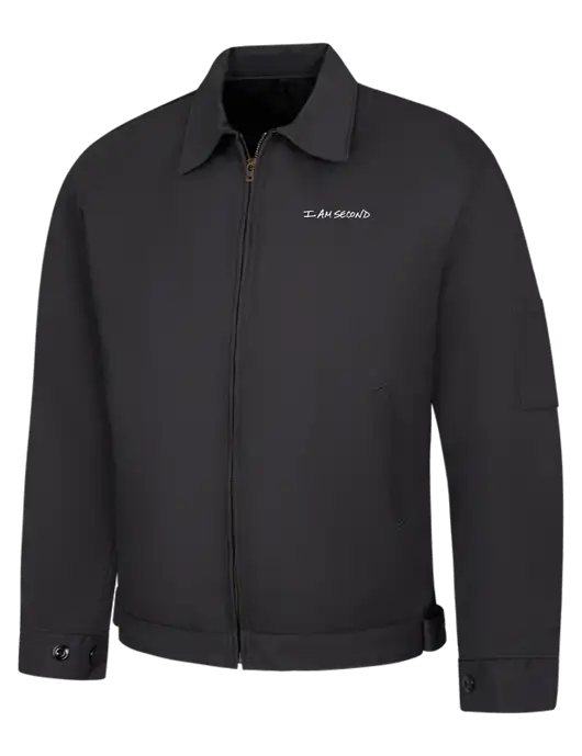 Red Kap Dark Grey Slash Pocket Jacket w/I Am Second Logo
