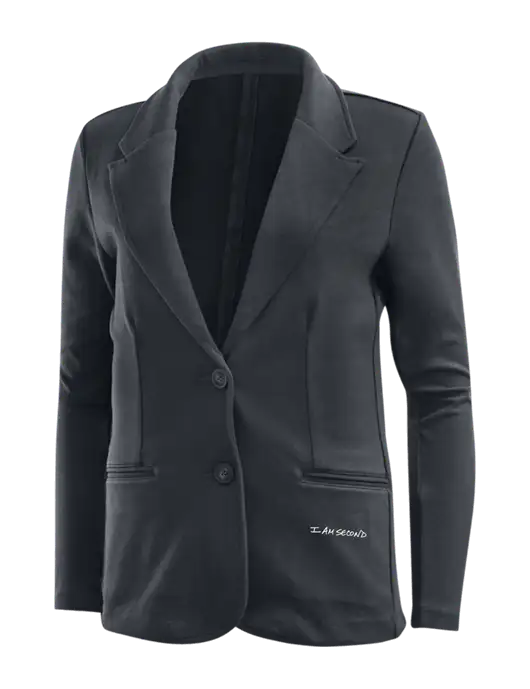 Charcoal Grey Womens Knit Blazer w/I Am Second Logo