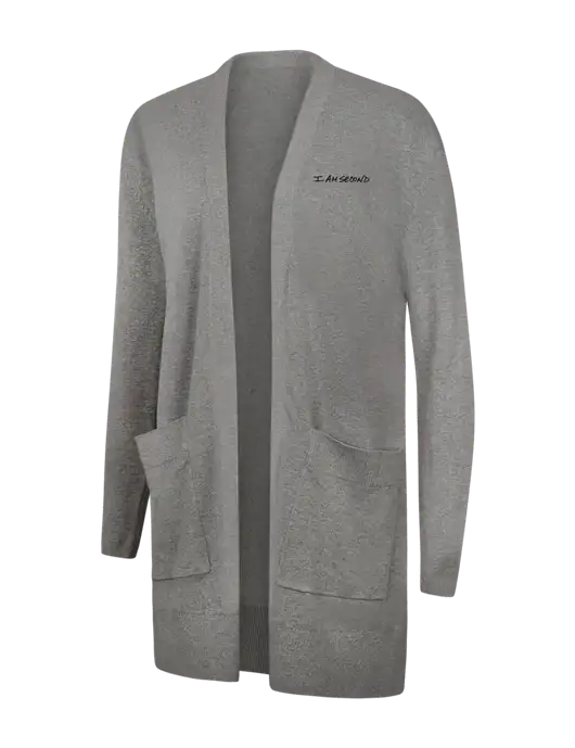 Mercer+Mettle Womens Light Grey Heather Open Front Cardigan Sweater w/I Am Second Logo