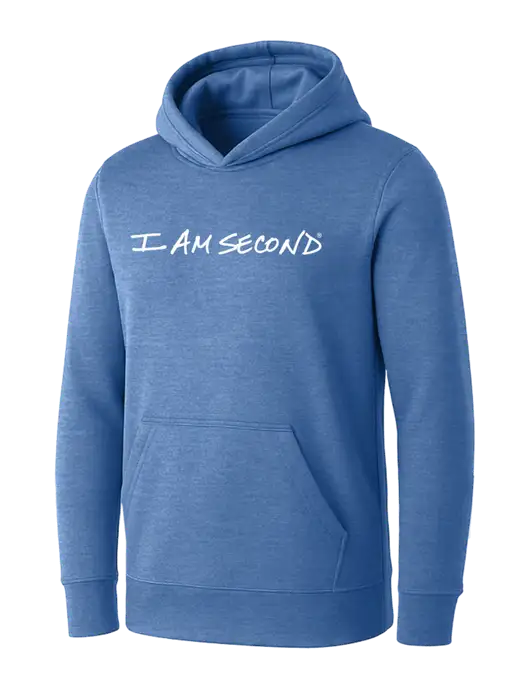 Womens Royal Heather Core Fleece Pullover Hooded Sweatshirt w/I Am Second Logo