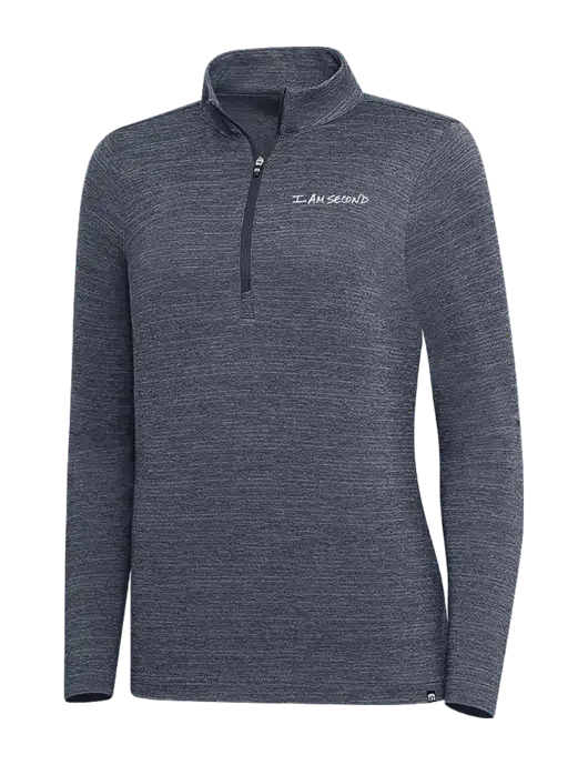 TravisMathew Navy Heather Womens Crestview 1/4 Zip w/I Am Second Logo