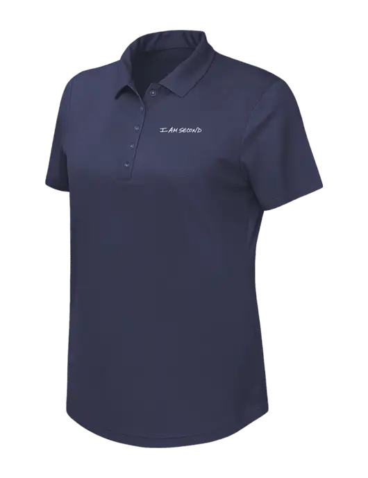 Callaway Womens Birdseye Navy Polo w/I Am Second Logo