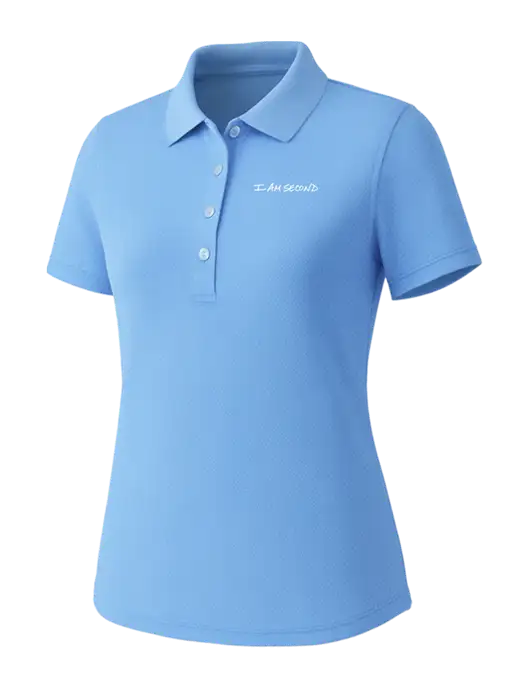 Callaway Womens Core Light Blue Performance Polo w/I Am Second Logo
