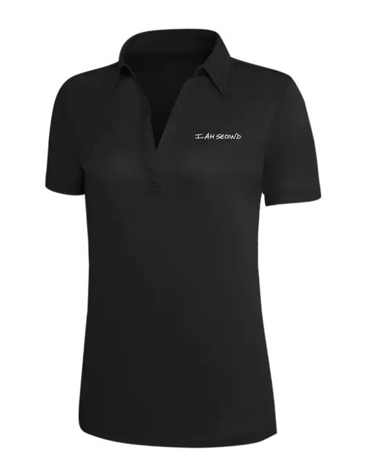 Black Silk Touch Womens Performance Polo w/I Am Second Logo