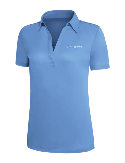 Carolina Blue Silk Touch Womens Performance Polo w/I Am Second Logo