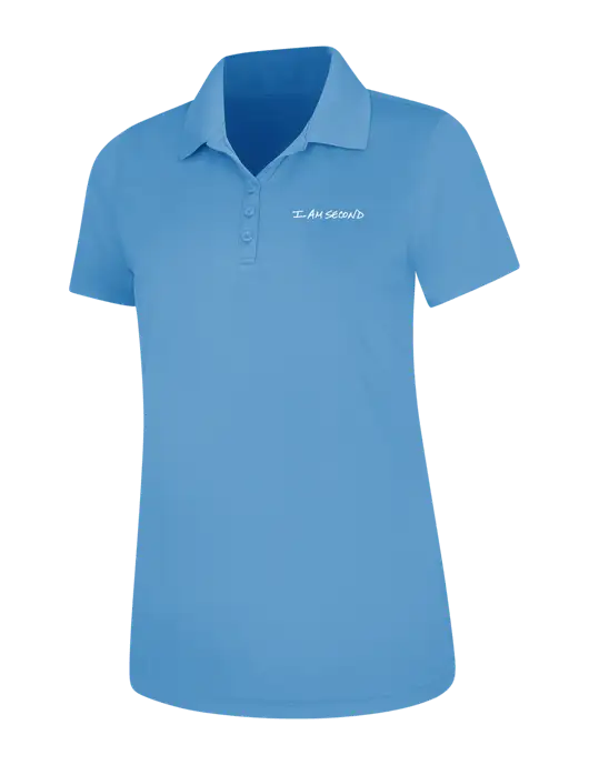 Carolina Blue Womens Dry Zone UV Mesh Polo w/I Am Second Logo