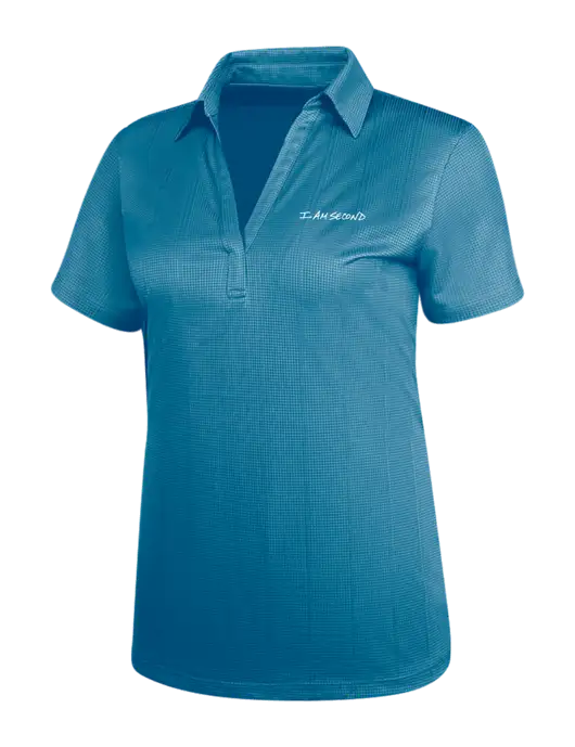 Carolina Blue Womens Performance Fine Jacquard Polo w/I Am Second Logo