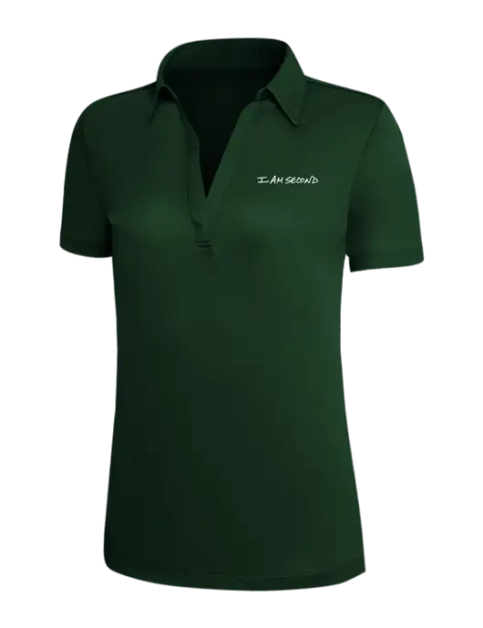 Dark Green Silk Touch Womens Performance Polo w/I Am Second Logo