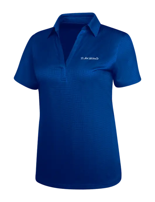 Dark Royal Blue Womens Performance Fine Jacquard Polo w/I Am Second Logo