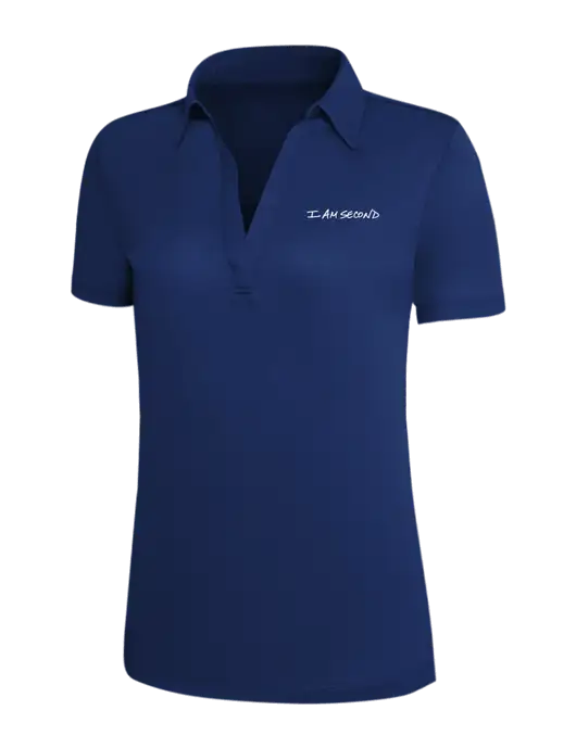Dark Royal Silk Touch Womens Performance Polo w/I Am Second Logo