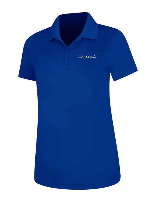 Dark Royal Womens Dry Zone UV Mesh Polo w/I Am Second Logo