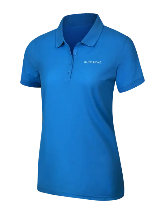 Light Royal Blue Womens Core Classic Pique Polo w/I Am Second Logo