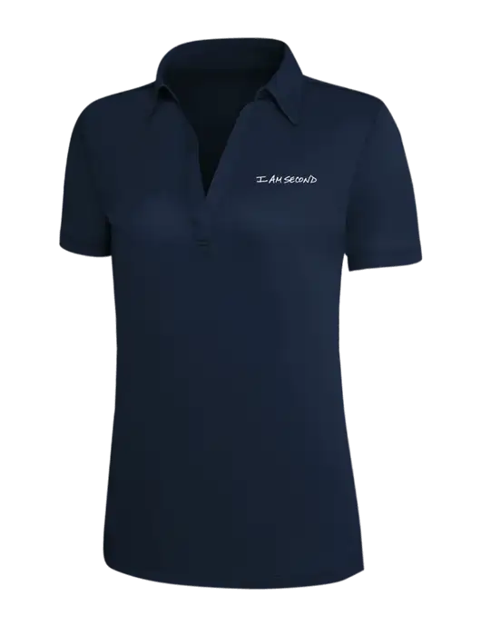 Navy Silk Touch Womens Performance Polo w/I Am Second Logo