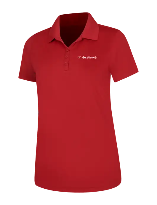 Red Womens Dry Zone UV Mesh Polo w/I Am Second Logo