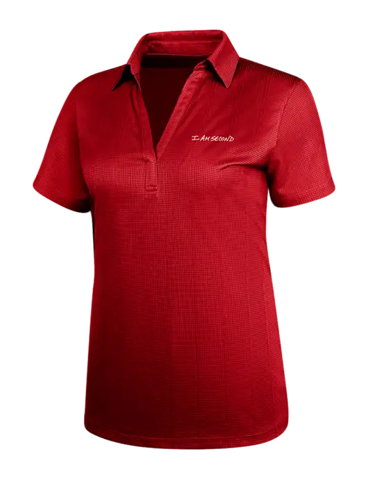 Red Womens Performance Fine Jacquard Polo w/I Am Second Logo