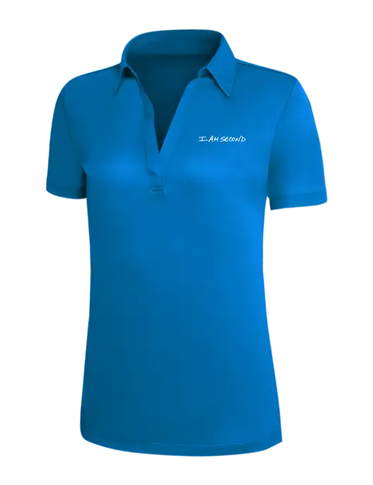 Royal Blue Silk Touch Womens Performance Polo w/I Am Second Logo