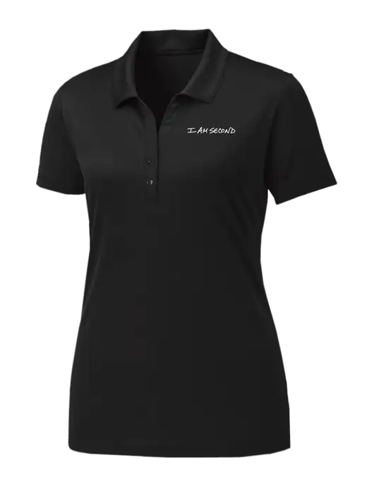 Womens Black PosiCharge Competitor Polo w/I Am Second Logo