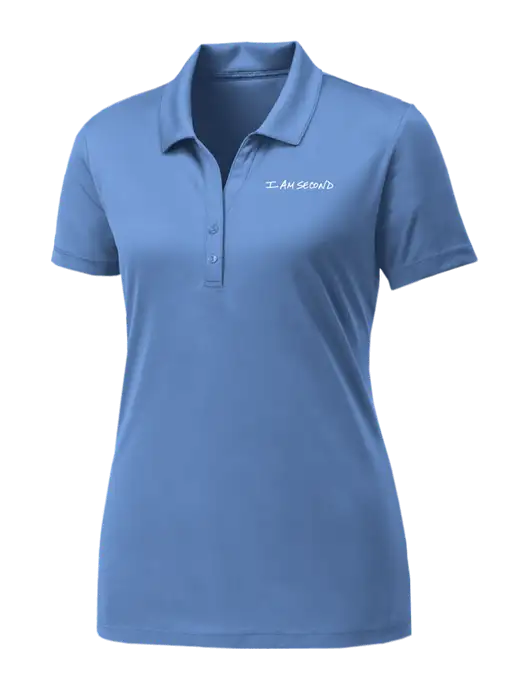 Womens Carolina Blue PosiCharge Competitor Polo w/I Am Second Logo