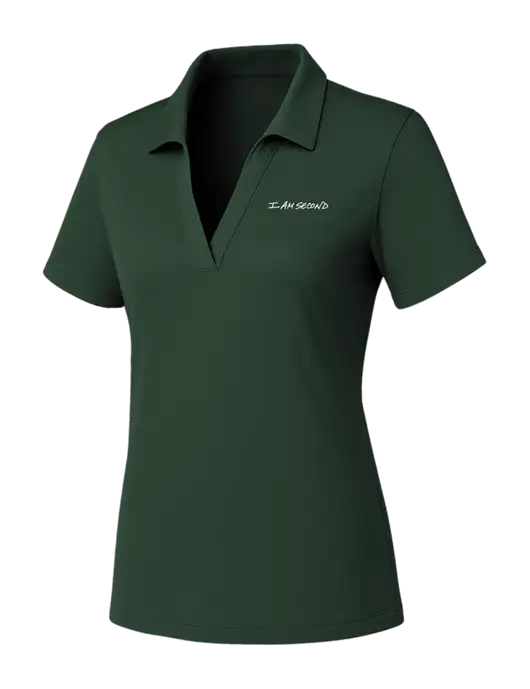 Womens Dark Green PosiCharge RacerMesh Polo w/I Am Second Logo