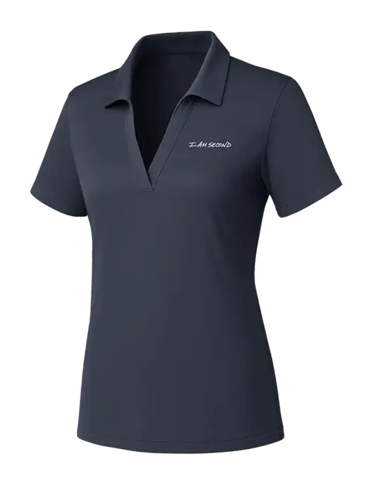 Womens Dark Grey PosiCharge RacerMesh Polo w/I Am Second Logo