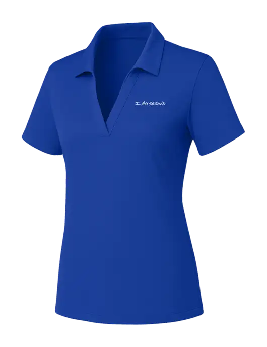 Womens Dark Royal PosiCharge RacerMesh Polo w/I Am Second Logo