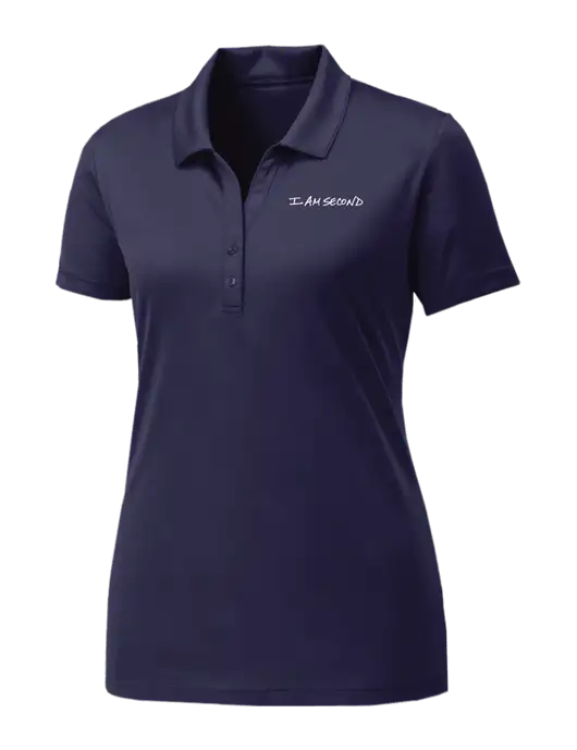 Womens Navy PosiCharge Competitor Polo w/I Am Second Logo