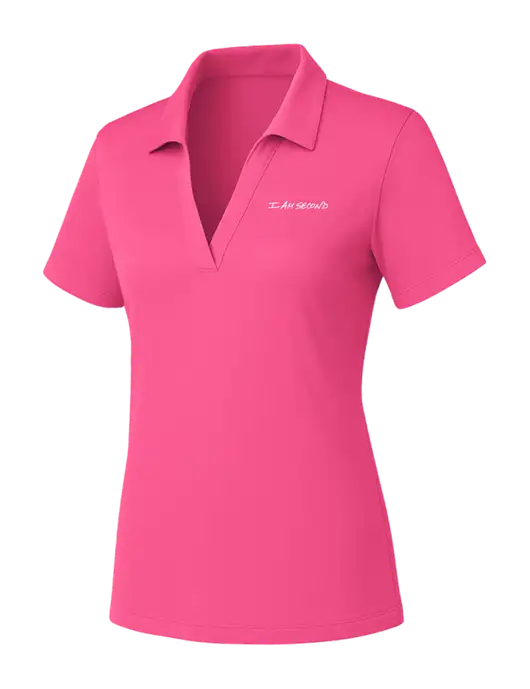 Womens Pink PosiCharge RacerMesh Polo w/I Am Second Logo