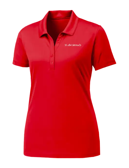 Womens Red PosiCharge Competitor Polo w/I Am Second Logo