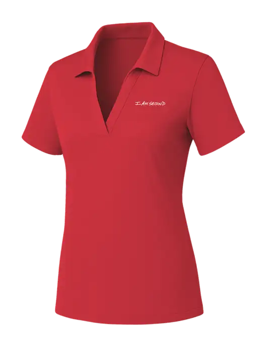 Womens Red PosiCharge RacerMesh Polo w/I Am Second Logo