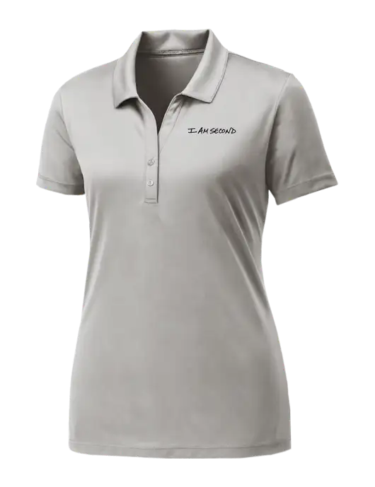 Womens Very Light Grey PosiCharge Competitor Polo w/I Am Second Logo