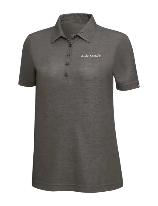 TravisMathew Black Heather Womens Oceanside Polo w/I Am Second Logo