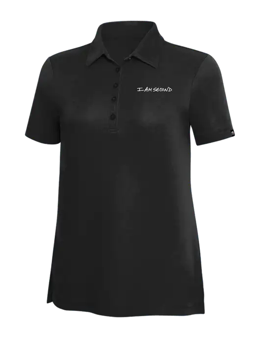 TravisMathew Black Solid Womens Oceanside Polo w/I Am Second Logo