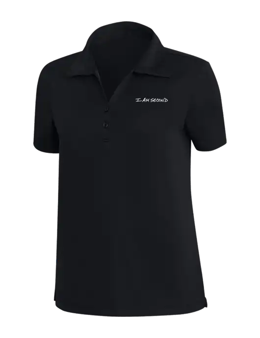 TravisMathew Black Womens Coto Performance Polo w/I Am Second Logo