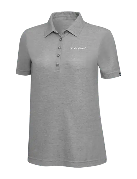 TravisMathew Grey Heather Womens Oceanside Polo w/I Am Second Logo