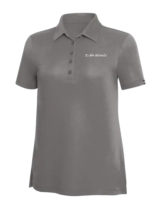 TravisMathew Grey Solid Womens Oceanside Polo w/I Am Second Logo