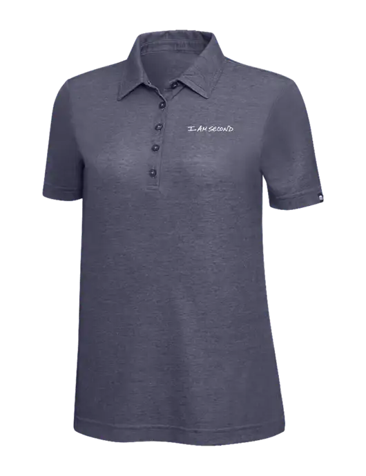 TravisMathew Navy Heather Womens Oceanside Polo w/I Am Second Logo