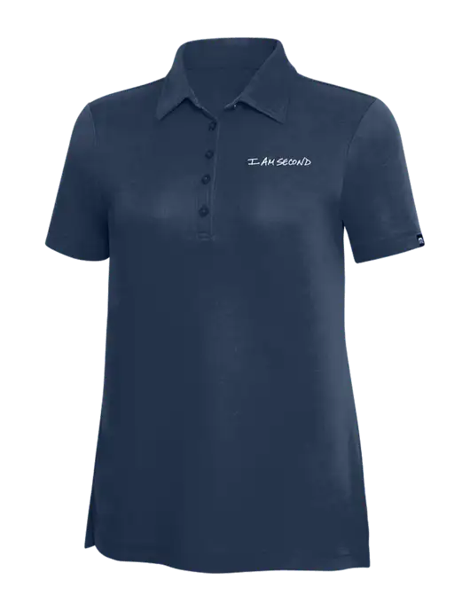 TravisMathew Navy Solid Womens Oceanside Polo w/I Am Second Logo