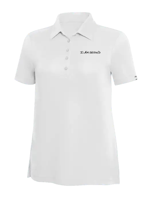 TravisMathew White Solid Womens Oceanside Polo w/I Am Second Logo