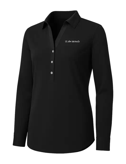 Womens Black City Stretch Shirt w/I Am Second Logo